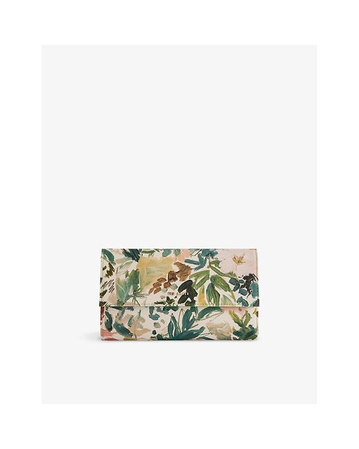 Ted Baker Green Lettaas Floral-print Faux-leather Travel Wallet