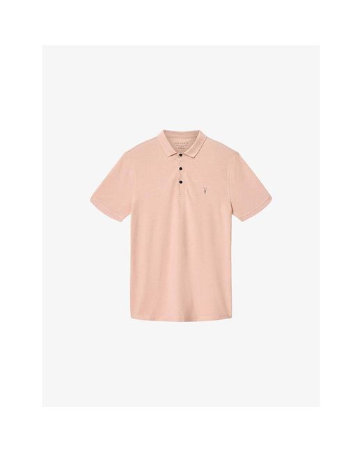 AllSaints Pink Reform Logo-Embroidered Cotton-Piqué Polo Shirt for men
