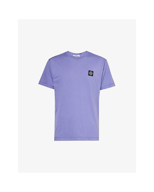 Stone Island Purple Crewneck Brand-patch Cotton-jersey T-shirt for men
