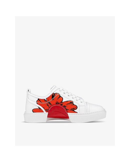 Christian Louboutin Red X Shun Sudo Adolon Junior Floral-print Leather Low-top Trainers for men