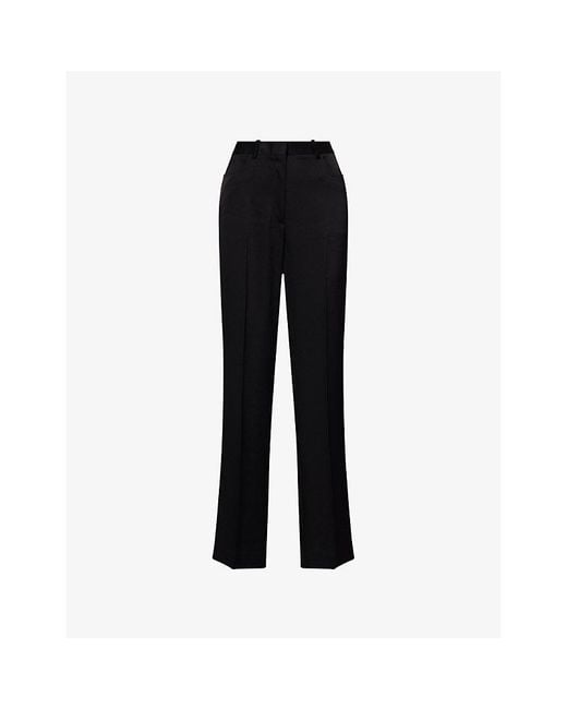 Theory Black Straight-Leg Tailored Crepe Trousers