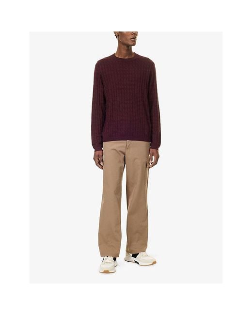 Emporio Armani Purple Geometric-Knit Wool-Blend Jumper for men