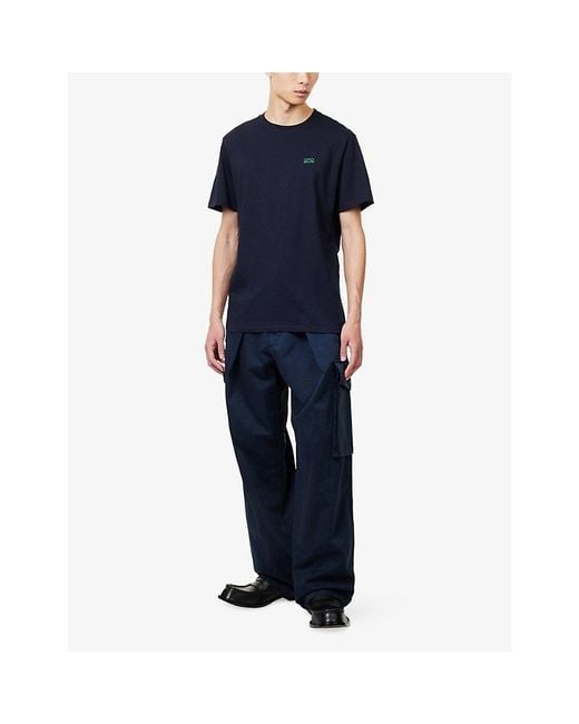 Loewe Blue Anagram-Embroidered Cotton T-Shirt for men