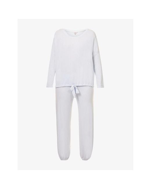 Eberjey White Gisele Slouchy Relaxed-Fit Stretch-Jersey Pyjamas