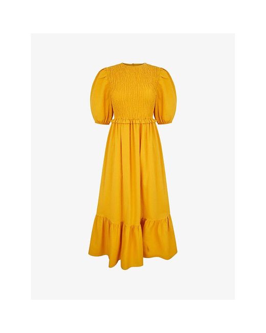 ALIGNE Yellow Guadalupe Tiered Organic-cotton Midi Dress