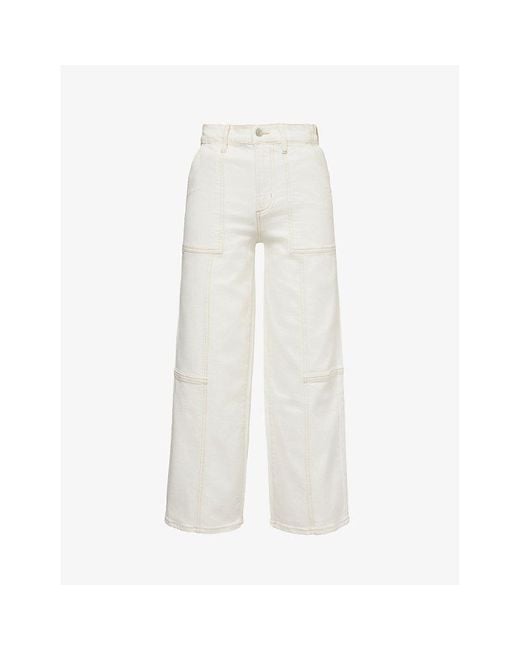 Rails White Getty Utility Contrast-stitch Straight-leg High-rise Stretch-denim Jeans