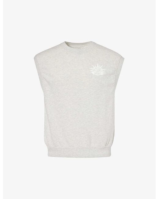 Replay White Logo-print Sleeveless Cotton-blend Sweatshirt for men