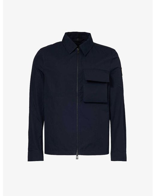 Belstaff Blue Runner Brand-patch Regular-fit Cotton-blend Overshirt X for men