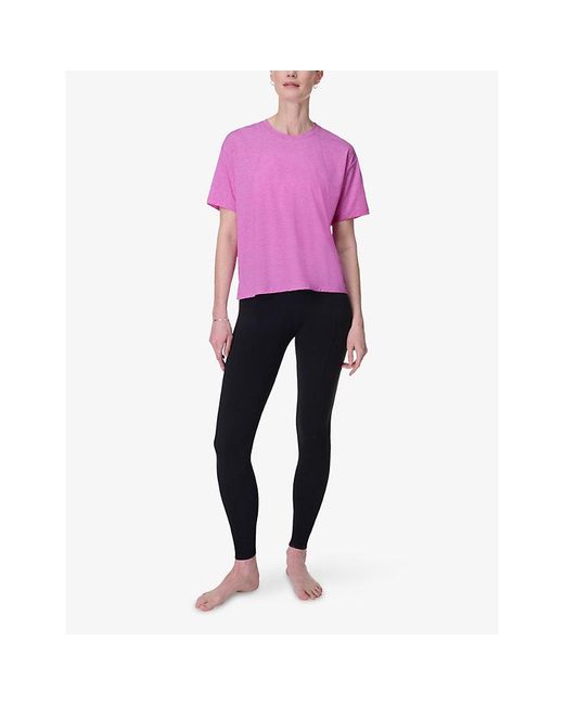 Sweaty Betty Pink Soft Flow Studio Stretch-Woven T-Shirt