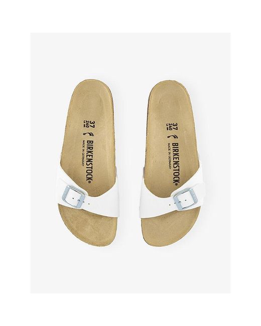 Birkenstock White Madrid One-Strap Faux-Leather Sandals