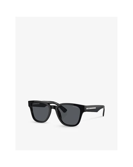 Prada Black Pr A04s Pillow-frame Acetate Sunglasses