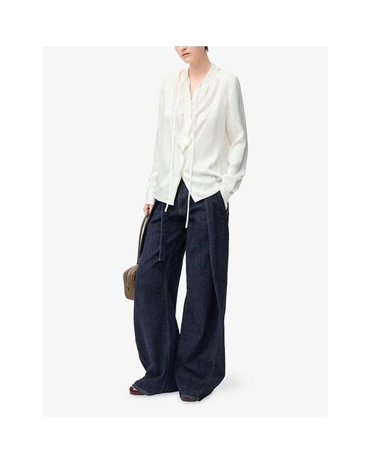 Loewe White Silk Satin Blouse