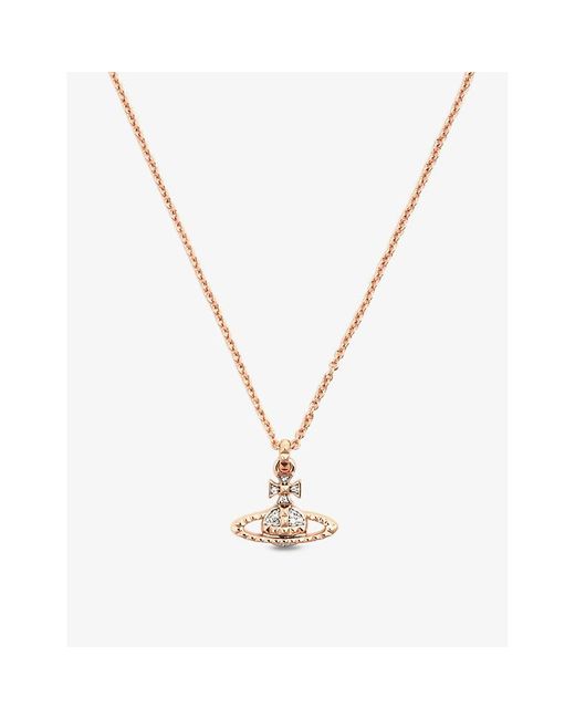 Vivienne Westwood Metallic Mayfair Bas Relief Rose Gold And Rhodium-plated Brass And Crystal Pendant Necklace