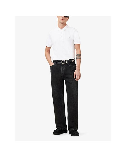 AllSaints White Reform Logo-Embroidered Cotton-Piqué Polo Shirt for men
