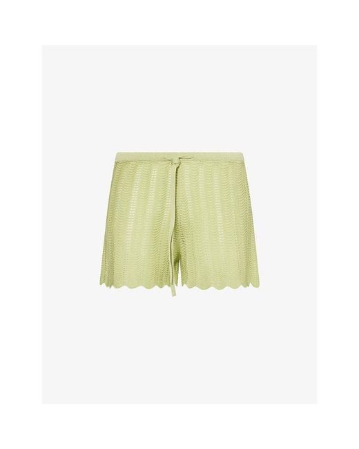 Devon Windsor Green Ivy Open-Knit Shorts