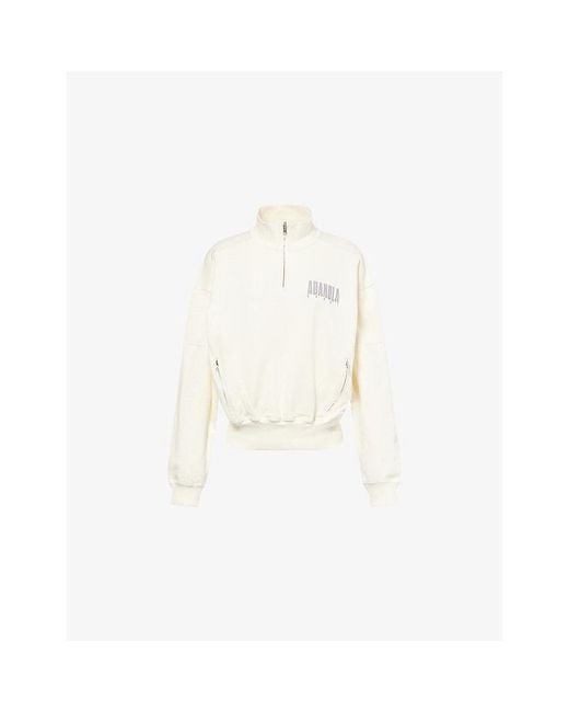 ADANOLA White Sport Horizon Funnel-Neck Zip Cotton-Jersey Sweatshirt