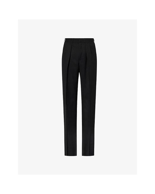 Tom Ford Black Fresco Double-Pleated Wool Trousers for men