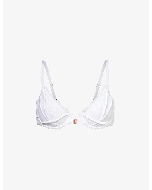 Lounge Underwear White Seduce Floral-embroidered Stretch-lace Bra