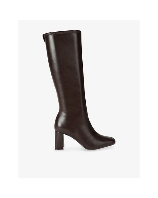 Carvela Kurt Geiger Black Rometta Faux-Leather Heeled Knee-High Boots