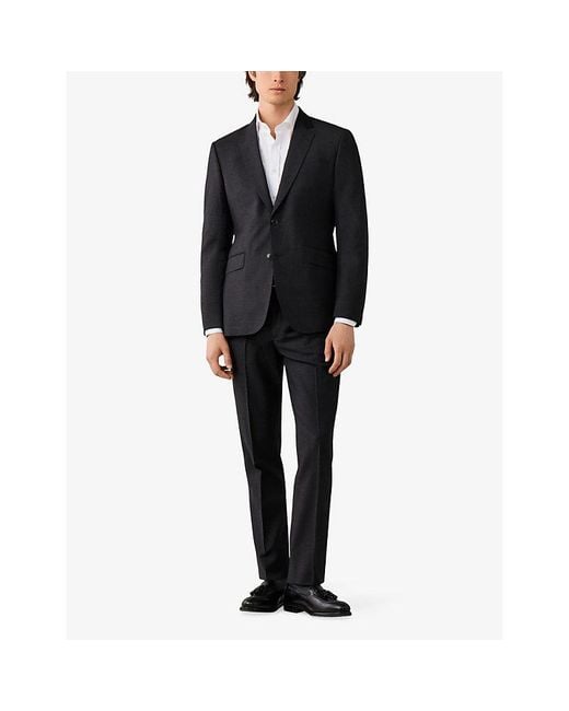Hackett Black Tailored Single-Breasted Wool Blazer for men