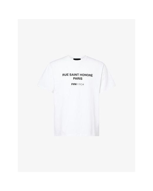 FIFA 1904 White Stacked Logo-Print Cotton-Blend T-Shirt for men
