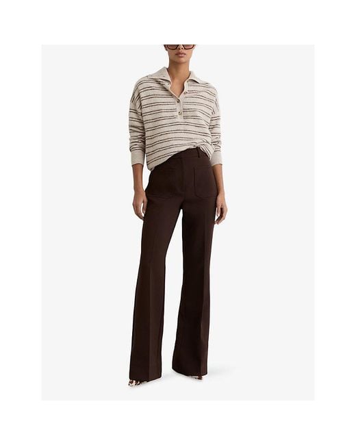 Reiss Natural Evana Striped Wool And Cashmere-Blend Jumper