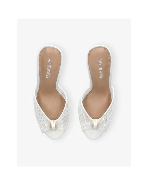 Steve Madden White Priya Lace Heeled Mules