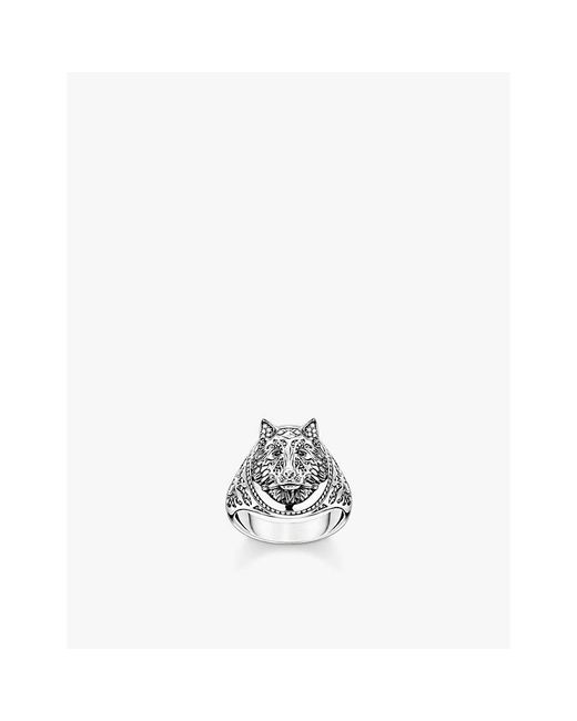 Thomas Sabo White Rebel Wolf 925 Sterling- And Zirconia Signet Ring