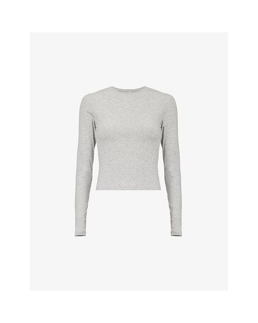 WE Are Tala Gray 365 Long-Sleeve Stretch-Woven Jersey T-Shirt