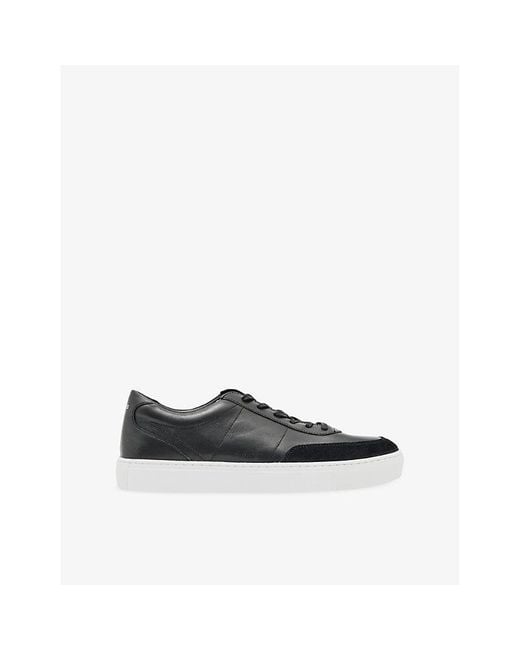 Reiss Black Finton Leather Trainers for men