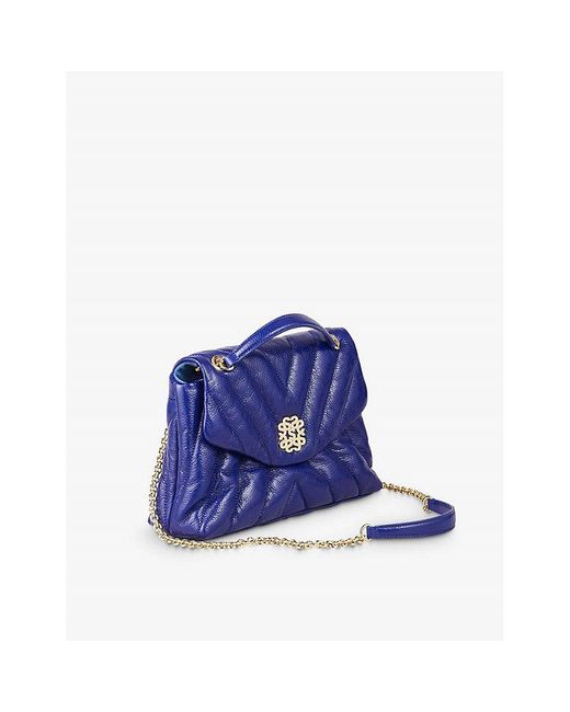 Sandro Blue Mila Leather Shoulder Bag