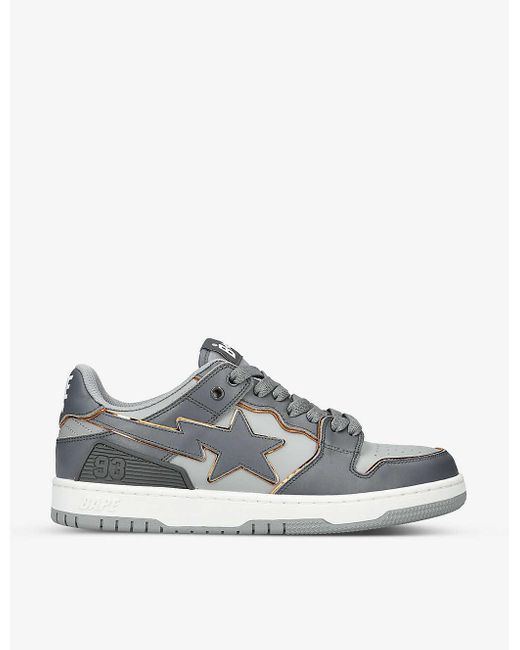 A Bathing Ape Bape Sk8 Sta #3 M2 Leather Low-top Trainers in Grey