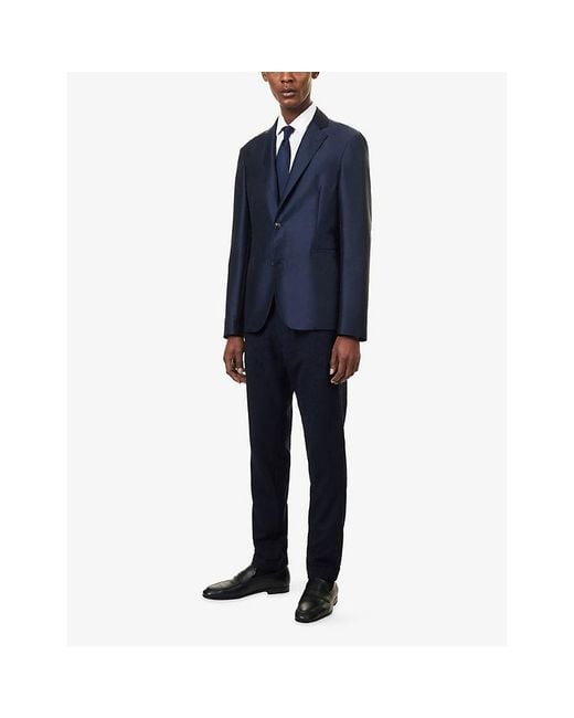 Emporio Armani Blue Tropical Single-Breasted Wool And Silk-Blend Blazer for men