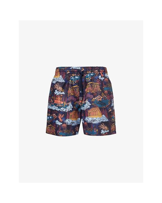 Derek Rose Blue Maui Graphic-print Swim Shorts for men