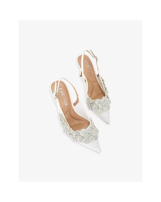 Carvela Kurt Geiger White Petalo Woven Courts