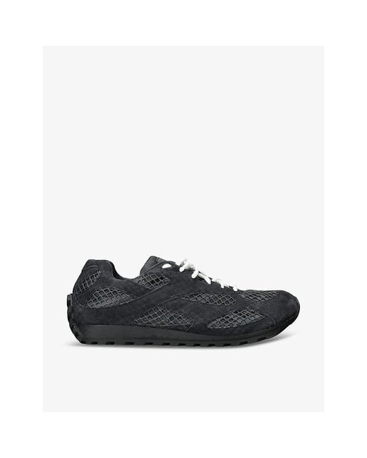 Bottega Veneta Black Orbit Suede And Mesh Low-Top Trainers for men
