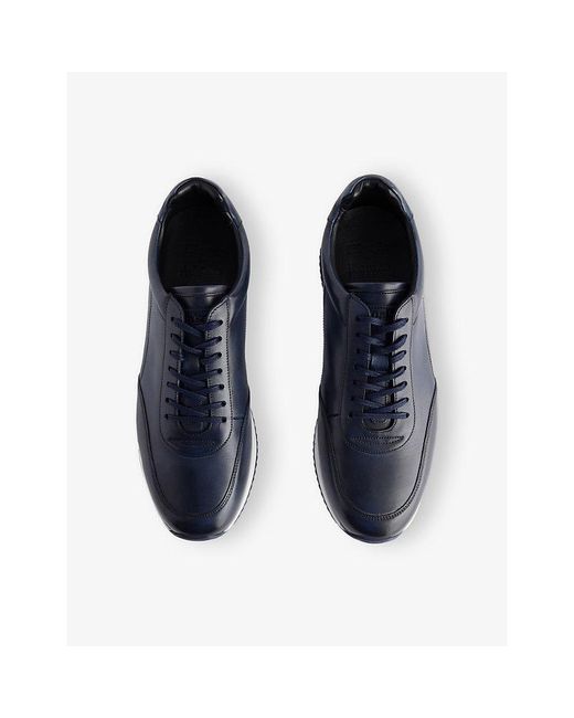 Loake Black Bannister Tonal-Stitching Leather Low-Top Trainers for men