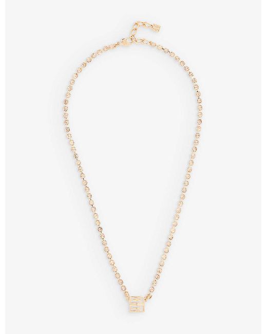 Givenchy White Brand-emblem Brass Necklace