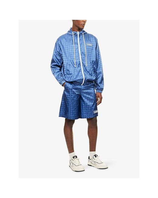 Amiri Blue Ma Quad Logo-Print Woven Shorts for men
