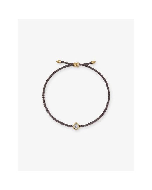 Monica Vinader White Pear Solitaire 18Ct Vermeil 0.06Ct Lab Grown Diamond Cord Bracelet