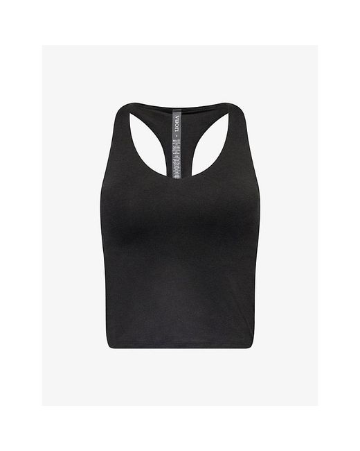 vuori Black Halo Performance Scoop-Neck Cropped Stretch-Jersey Top
