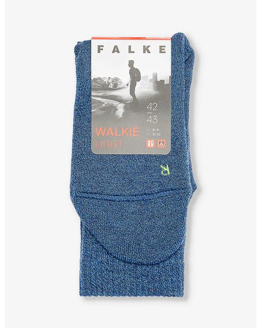 Falke Blue Walkie Light Logo-print Wool-blend Knitted Socks for men