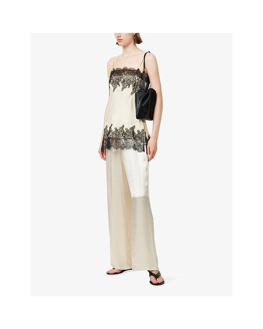 Dissh Natural Mya Straight-Leg Satin Trousers