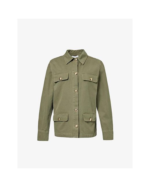 Anine Bing Green Corey Spread-collar Cotton Jacket