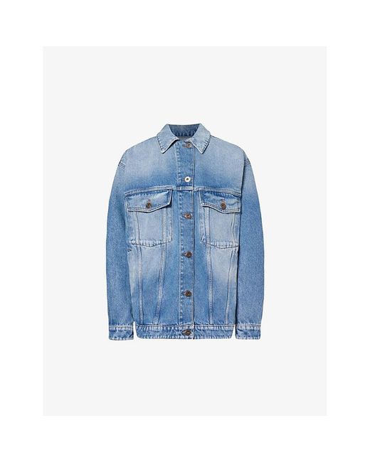 Weekend by Maxmara Blue Faded-wash Relaxed-fit Denim Jacket