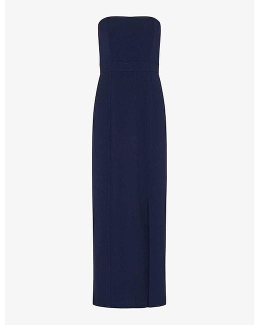 Whistles Blue Gemma Strapless Stretch Recycled-polyester Maxi Dress