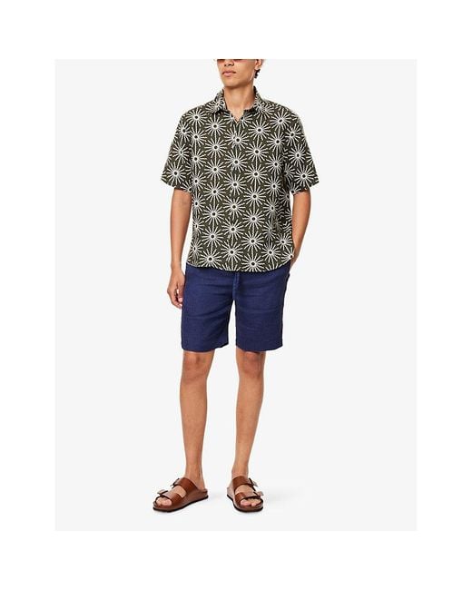 Frescobol Carioca Blue Felipe Elasticated-Waist Linen And Cotton-Blend Shorts for men
