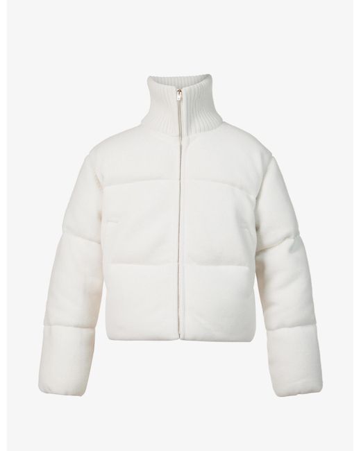 Joseph White Quilted Knitted Merino Wool-down Jacket