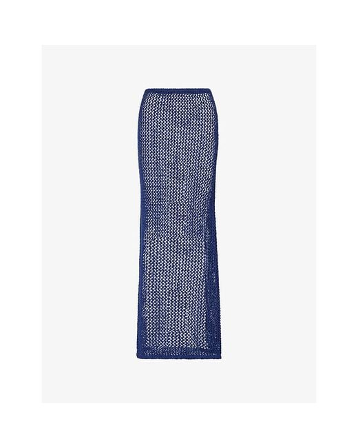 Cheap Monday Blue Fontelina Crochet Cotton-Blend Knit Maxi Skirt