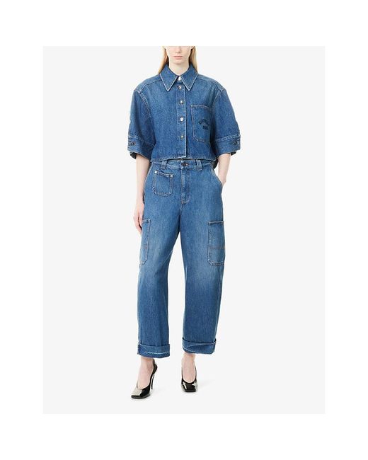 Givenchy Blue Cocoon Cropped Denim Shirt